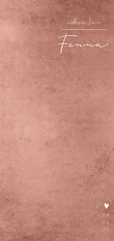 m43 Geboortekaartje meisje minimalistisch clean rosegoud achtergrond