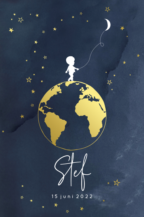 p17 Poster folie goud silhouet babykamer wereldkaart jongen