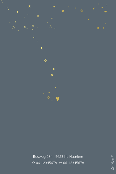 Geboortekaartje sterrenbeeld jongen  met maan in goudfolie