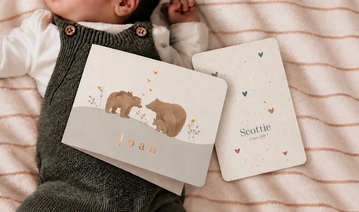 stoere geboortekaartjes voor een jongen minimalistisch en neutraal